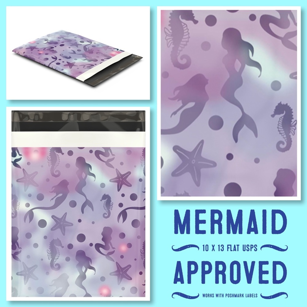50 10X13 Poly Mailers, Mermaid, Shipping Envelopes, PRICE IS FIRM - Picture 2 of 2